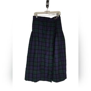 Vtg Blue Tartan Kilt Wool Skirt Canada Size 12 Preppy Prep School Luxury